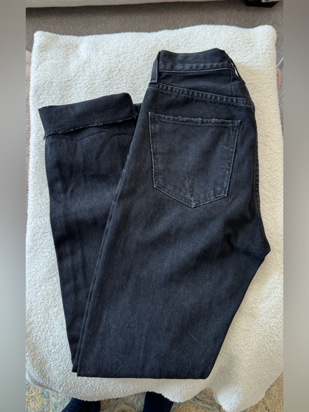 Agolde Black Slim Straight Distressed Jeans - Picture 4 of 7